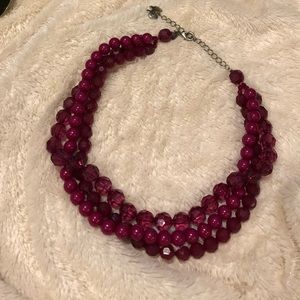 Magenta Pink Purple Bead & Gold Ball  Necklaces